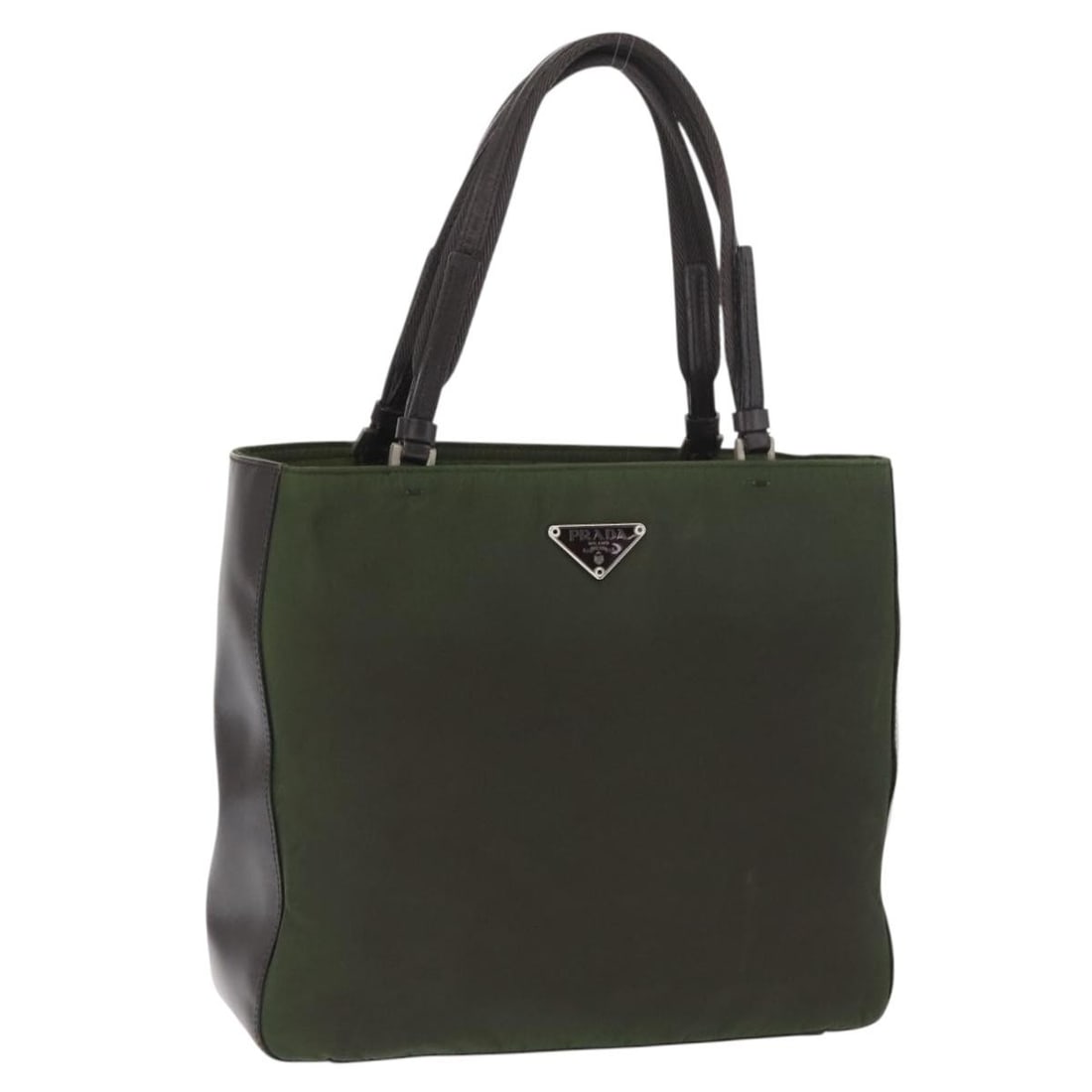 Prada Nylon Khaki Tote Bag with Leather Trim 25cm by 9cm by 22cm (1 of 18)