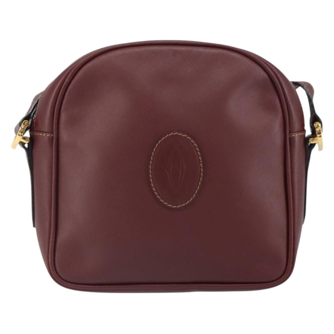 Must de Cartier Burgundy Leather Shoulder Bag for Women: Must de Cartier Burgundy Leather Shoulder Bag for Women This Must de Cartier shoulder bag is crafted from burgundy leather and designed for women. Made in Italy, the bag features a classic silhouette