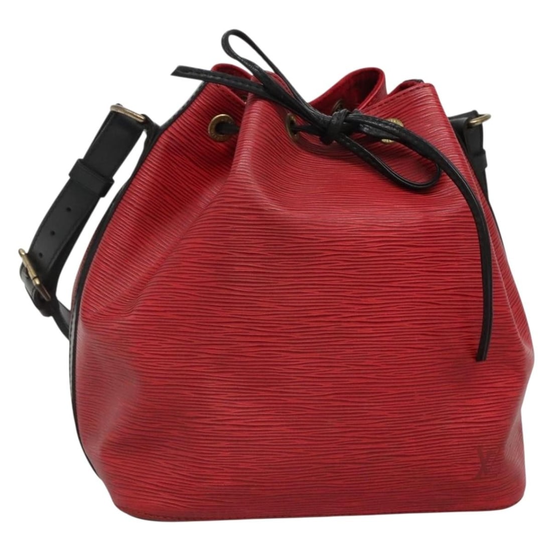 Louis Vuitton Epi Leather Petit Noe Two-Tone Handbag: Louis Vuitton Epi Leather Petit Noe Two-Tone Handbag This Louis Vuitton Petit Noe handbag for women features two-tone red Epi leather construction. The design includes a shoulder strap and metal fitti