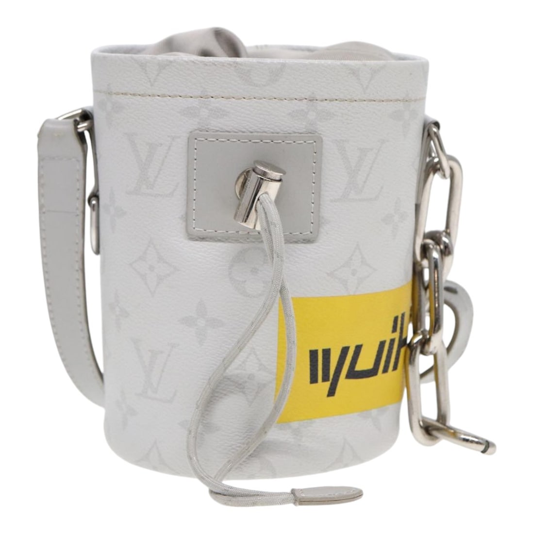 Limited Edition Louis Vuitton Chalk Nano Canvas Shoulder Bag: Limited Edition Louis Vuitton Chalk Nano Canvas Shoulder Bag The Louis Vuitton Chalk Nano Bag Limited Edition features the signature Monogram Canvas in gray, designed for unisex use. This compact bag