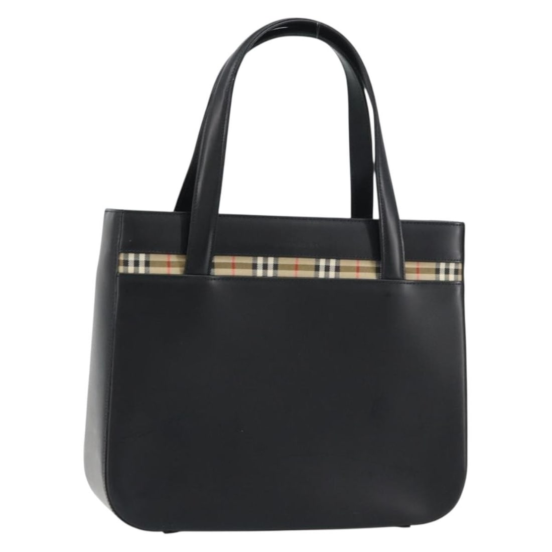 BURBERRY Nova Check Black Silver Hand Bag Leather Auth Japan: BURBERRY Nova Check Black Silver Hand Bag Leather Auth Japan This BURBERRY Nova Check Hand Bag features a sophisticated combination of black leather and silver accents, making it a chic accessory for