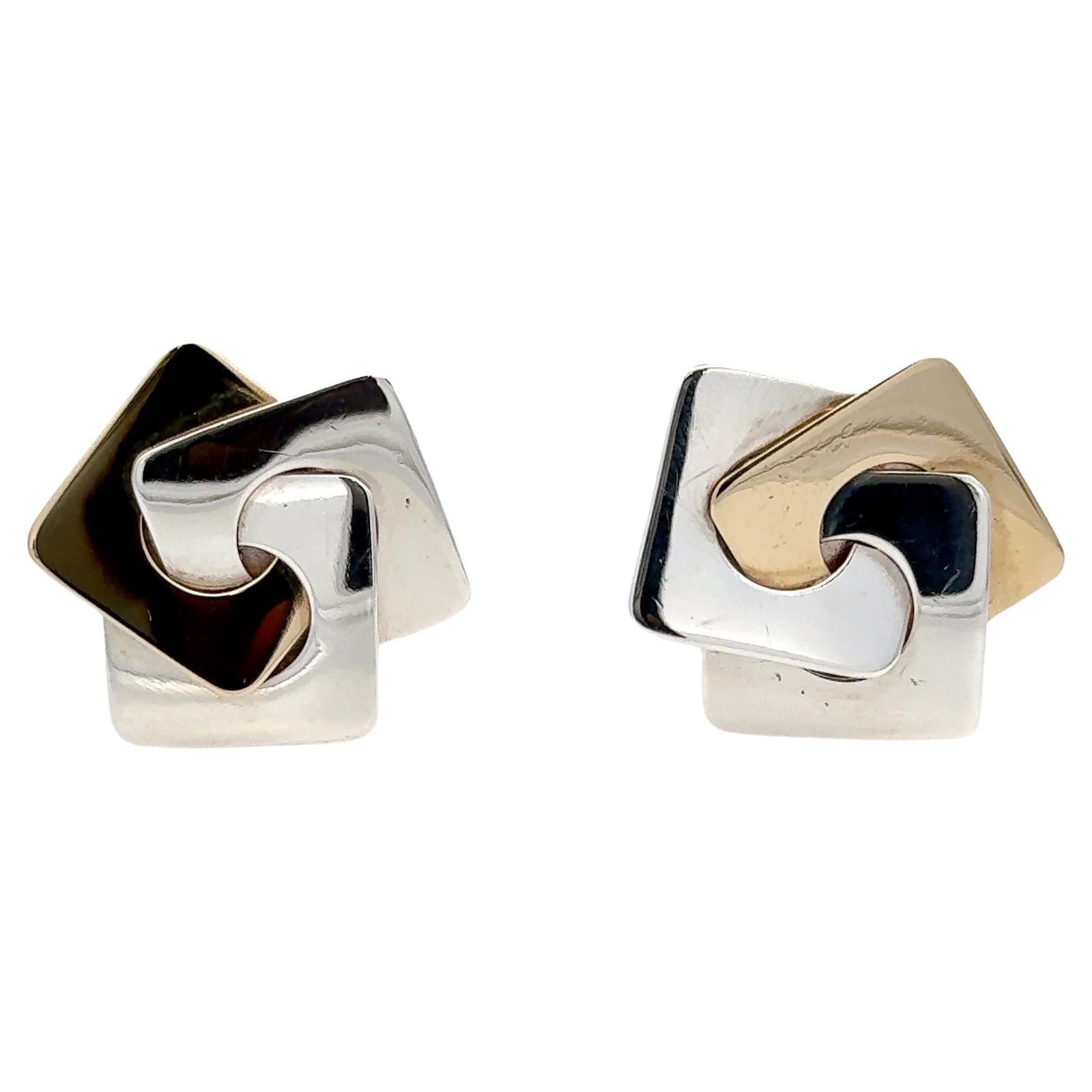 Harbor Diamonds 14K Yellow Gold Sterling Silver Geometric Clip-On Earrings (1 of 8)