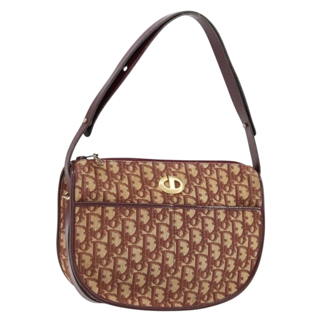 Beige Canvas Shoulder Bag Christian Dior Vintage Trotter 27cm: Beige Canvas Shoulder Bag Christian Dior Vintage Trotter 27cm This pre-owned Christian Dior Vintage Trotter shoulder bag for women features beige canvas construction with leather accents. It measures