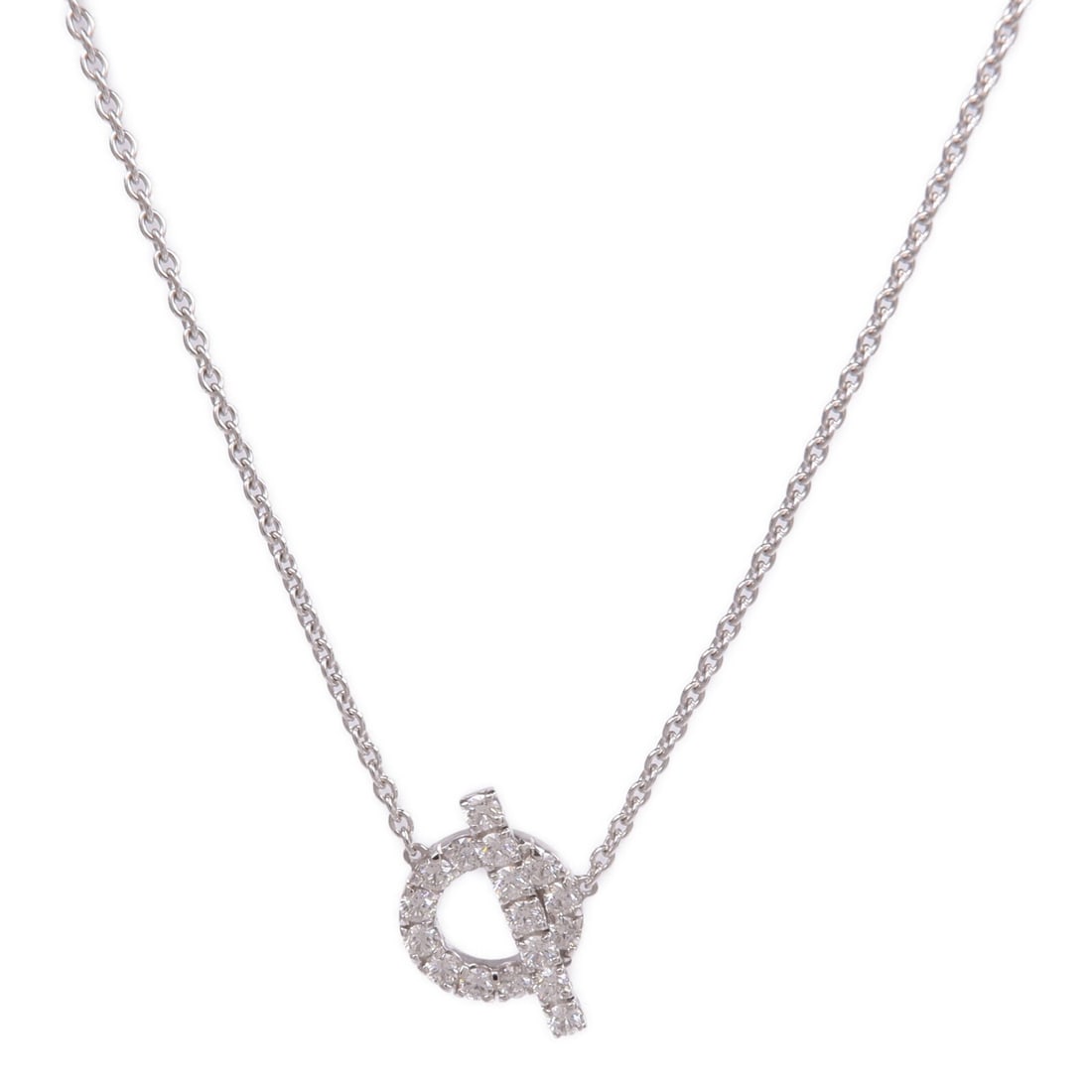 Diamond Pendant Necklace in 18K White Gold Finesse Collection by Hermes: Diamond Pendant Necklace in 18K White Gold Finesse Collection by Hermes This Hermes Finesse pendant necklace features a diamond set in 18K white gold. Crafted in France, it showcases a refined and ele