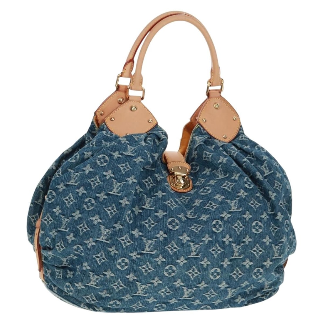 Monogram Denim XL Blue Handbag with Dust Bag by Louis Vuitton M95515: Monogram Denim XL Blue Handbag with Dust Bag by Louis Vuitton M95515 This is a Louis Vuitton Monogram Denim XL handbag in blue, crafted from monogram denim canvas. The bag features a spacious design w