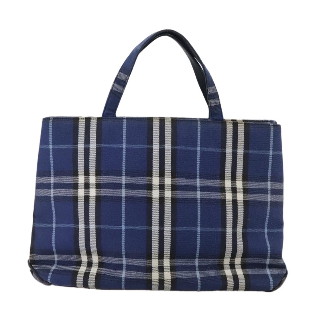 Burberry Blue Canvas Tote Bag with Nova Check Pattern: Burberry Blue Canvas Tote Bag with Nova Check Pattern This Burberry Nova Check Tote for women features a classic blue canvas with the iconic check pattern. Crafted in Italy, it offers a spacious inter