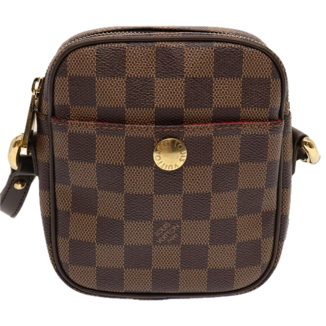 Louis Vuitton Rift Brown Canvas Crossbody Bag for Women: Louis Vuitton Rift Brown Canvas Crossbody Bag for Women This Louis Vuitton Rift Handbag features the iconic Damier pattern in brown canvas, designed for women. The bag is crafted in France and showcas