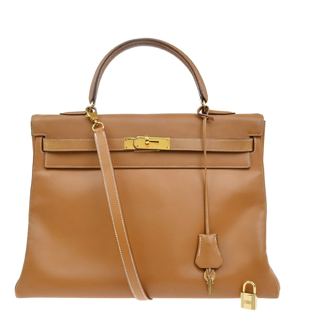Hermes Brown Togo Leather Kelly Purse with Gold Hardware 35cm: Hermes Brown Togo Leather Kelly Purse with Gold Hardware 35cm This Hermes Kelly handbag for women is crafted from brown Togo leather with gold hardware. It features a structured silhouette with visibl