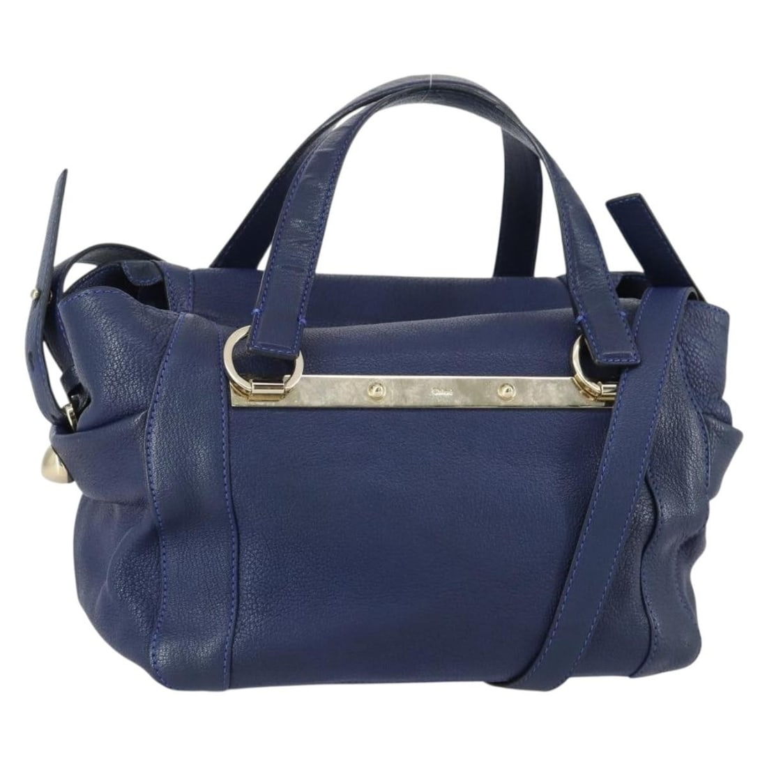 Chloe Leather Bridget Satchel Navy Convertible Shoulder Bag: Chloe Leather Bridget Satchel Navy Convertible Shoulder Bag This Chloe Bridget Convertible Satchel is crafted from navy leather and designed for women. It features a convertible style with a shoulder