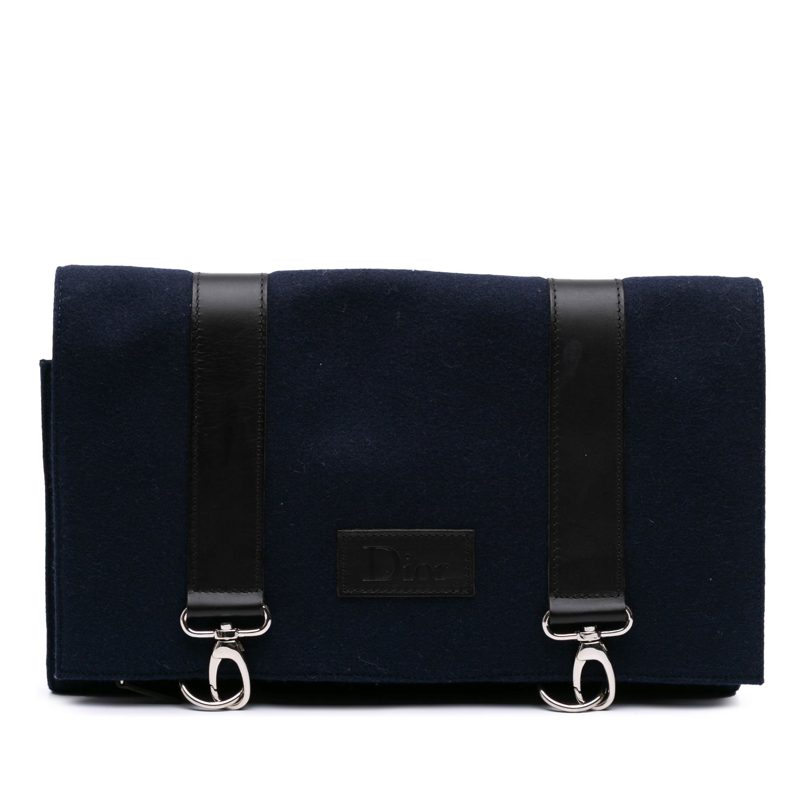Dior Blue Felt Travel Organizer Clutch with Leather Closure: Dior Blue Felt Travel Organizer Clutch with Leather Closure This Dior Felt Travel Organizer Clutch is a stylish and practical accessory designed for modern travelers. Crafted from a durable felt mater