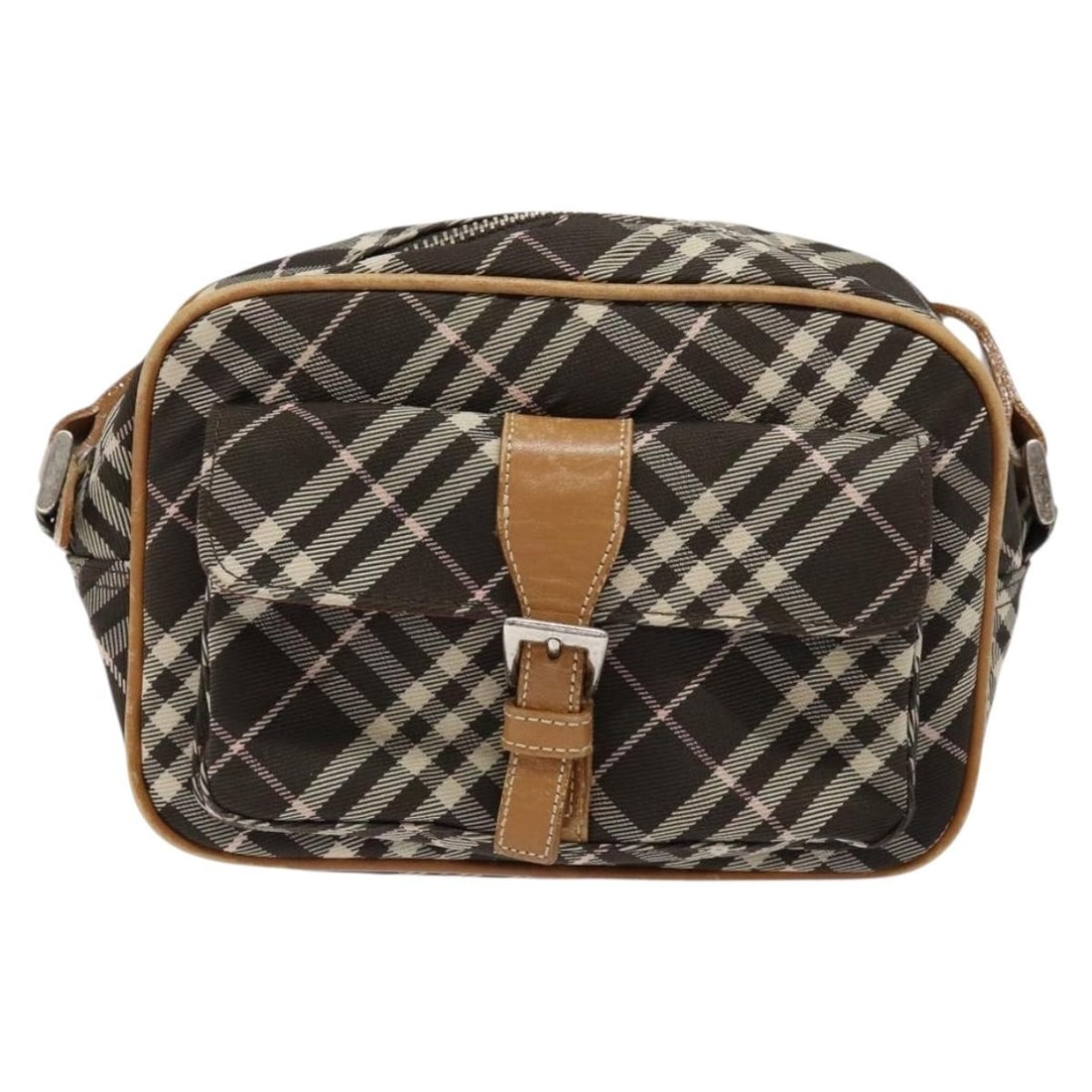 Burberry Blue Label Nova Check Canvas Shoulder Bag 20cm: Burberry Blue Label Nova Check Canvas Shoulder Bag 20cm This Burberry Nova Check Blue Label canvas bag for women features a brown color and compact dimensions, suitable for everyday use. Crafted in Ja