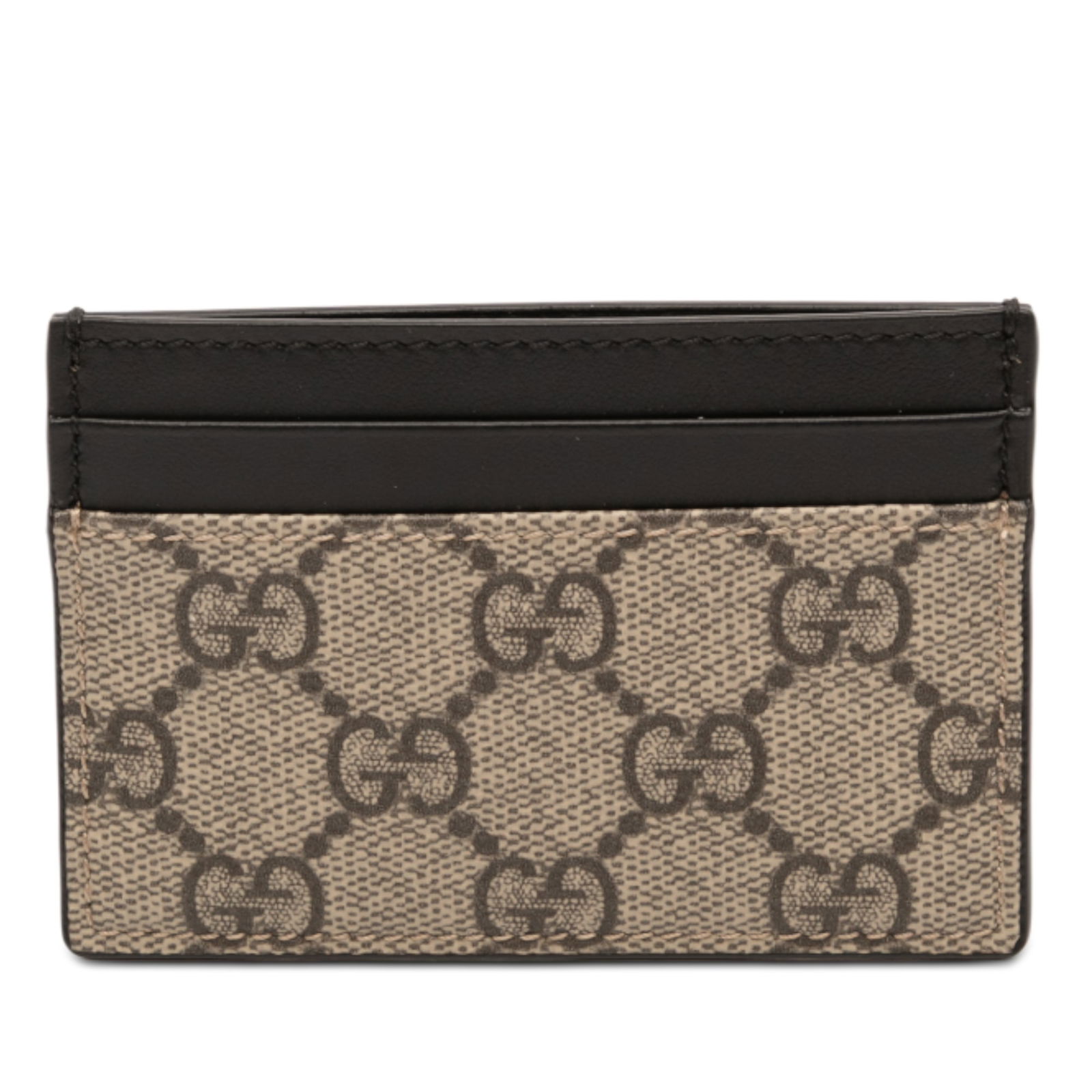 Gucci GG Supreme Brown Canvas Card Case with Leather Trim (1 of 9)