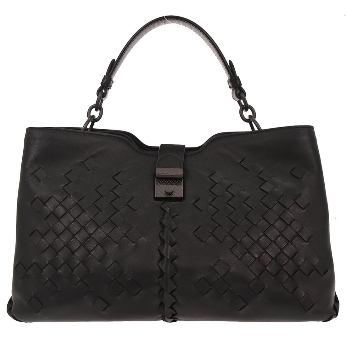 Intrecciato Napoli Black Leather Top Handle Medium Bag by Bottega Veneta (1 of 10)