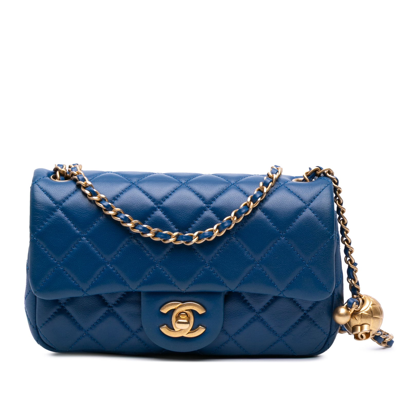 Chanel Mini Rectangular Classic Lambskin Pearl Crush Blue Crossbody Bag (1 of 9)