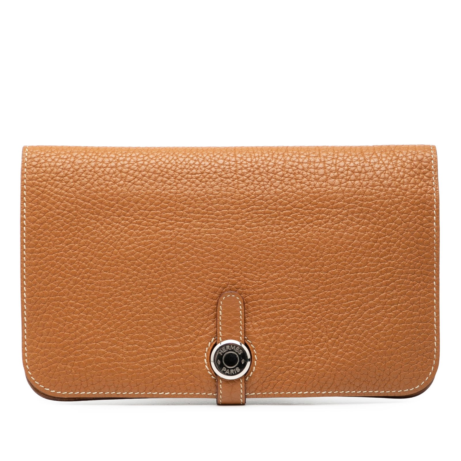 Hermes Gold Togo Leather Dogon Duo GM Wallet with Removable Pouch: Hermes Gold Togo Leather Dogon Duo GM Wallet with Removable Pouch The Hermes Dogon Duo Wallet GM features a Togo leather body in a gold color and is designed with a strap and clou de selle closure. It
