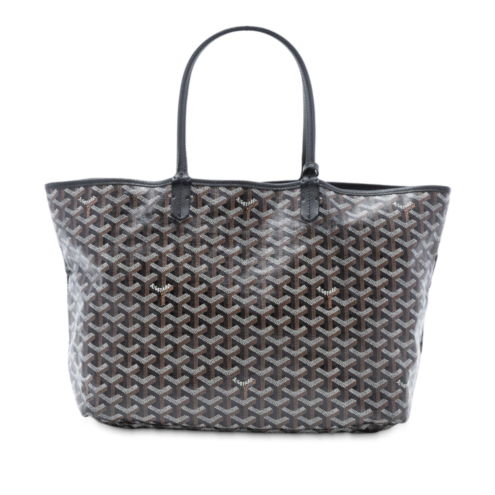 Goyard Saint Louis PM Black Tote with Detachable Pouch: Goyard Saint Louis PM Black Tote with Detachable Pouch The Goyardine Saint Louis PM features a coated canvas body with flat leather handles, an open top design, and includes a detachable flap pouch. T