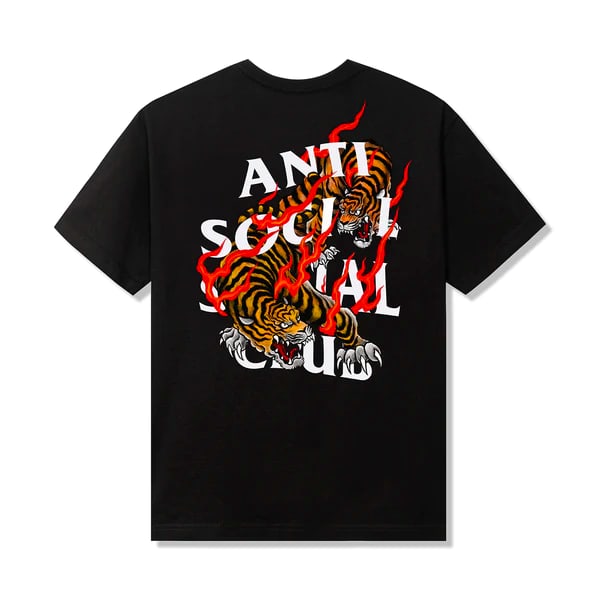 Tiger Blood Graphic Black T Shirt by Anti Social Social Club Medium: Tiger Blood Graphic Black T Shirt by Anti Social Social Club Medium This is an Anti Social Social Club Tiger Blood Black Tee in size Medium. It features the distinctive Tiger Blood design on a classic