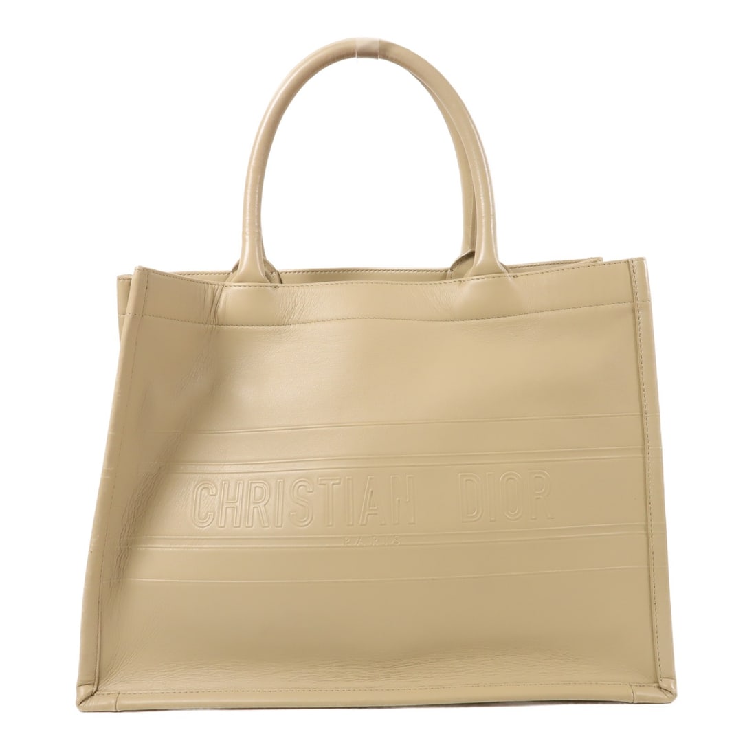 Dior Christian Dior Khaki Calfskin Leather Book Tote Bag: Dior Christian Dior Khaki Calfskin Leather Book Tote Bag Elevate your accessory collection with the Christian Dior CD Book Tote Hand Bag, crafted from luxurious calfskin leather in a sophisticated kha
