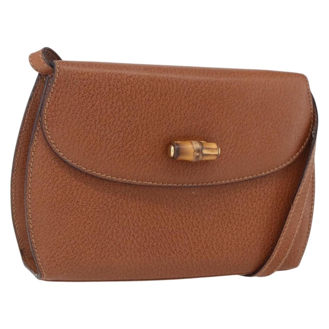 GUCCI Bamboo Leather Shoulder Bag Brown Gold Auth Italy 159984 (1 of 18)