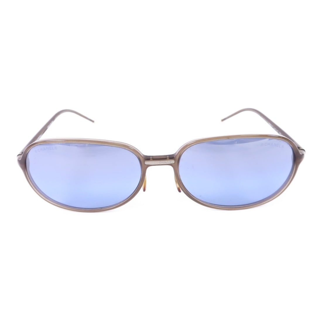 Gray Blue 5040-H Sunglasses by CHANEL CC Logo: Gray Blue 5040-H Sunglasses by CHANEL CC Logo These CHANEL CC 5040-H sunglasses feature a gray PVC frame with blue accents, offering a stylish and contemporary look. Made in France, these sunglasses a