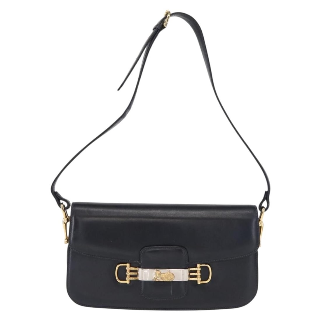Navy Leather Vintage Celine Carriage Flap Bag 26cm (1 of 18)