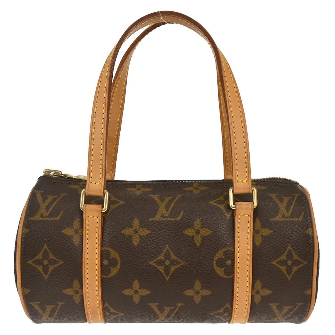 Papillon 19 Monogram Canvas Mini Handbag by Louis Vuitton M51389: Papillon 19 Monogram Canvas Mini Handbag by Louis Vuitton M51389 This Louis Vuitton Papillon 19 handbag features the signature Monogram canvas exterior with brown leather double handles and a zip clos