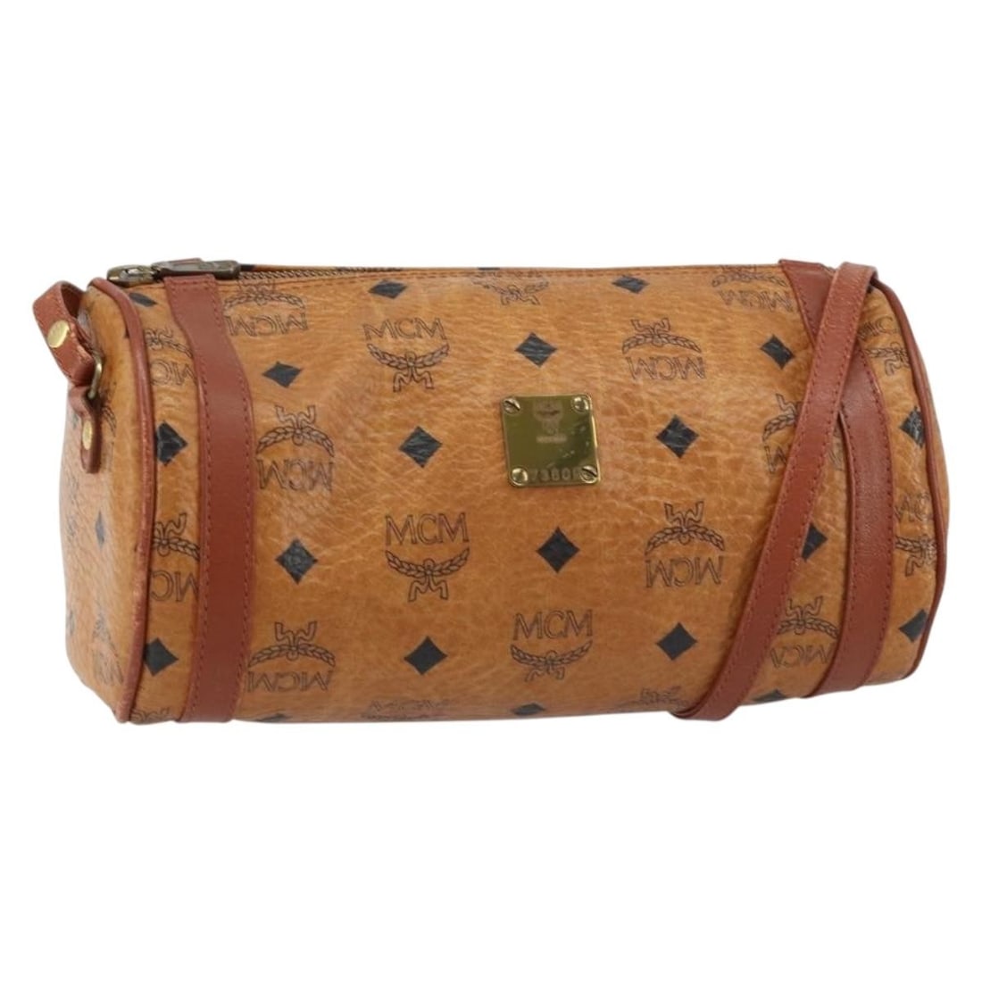 Brown Canvas and Leather MCM Visetos Shoulder Purse 24cm: Brown Canvas and Leather MCM Visetos Shoulder Purse 24cm This MCM Visetos shoulder bag is designed for women and crafted from brown canvas with leather accents. It features a compact rectangular shape