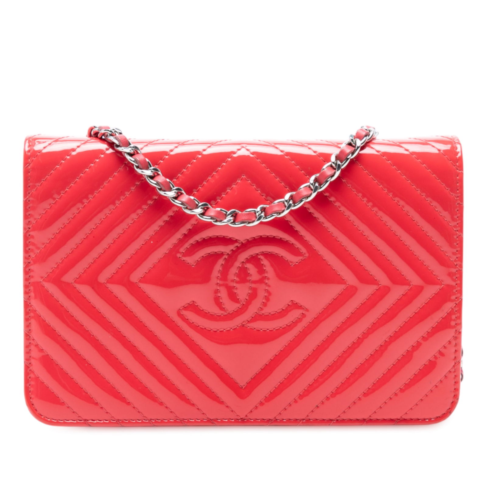 Chanel CC Red Patent Leather Wallet On Chain (1 of 7)