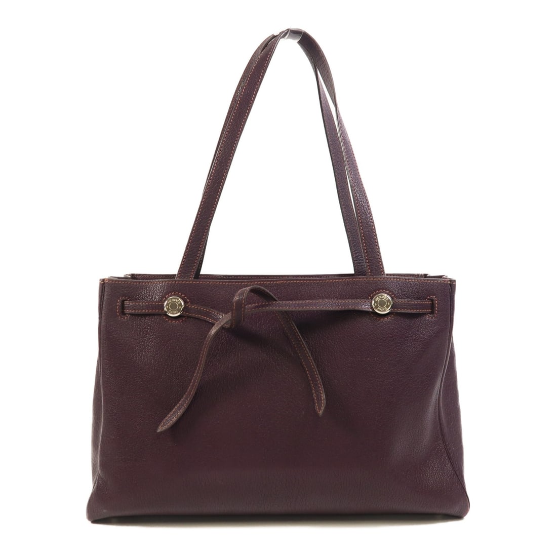 Raisin Chevre Leather Hermes Cabana 35 Shoulder Bag with Palladium Hardware: Raisin Chevre Leather Hermes Cabana 35 Shoulder Bag with Palladium Hardware This Hermes Cabana 35 shoulder bag is crafted from chevre (goat) leather in a rich purple color. Featuring palladium hardwar