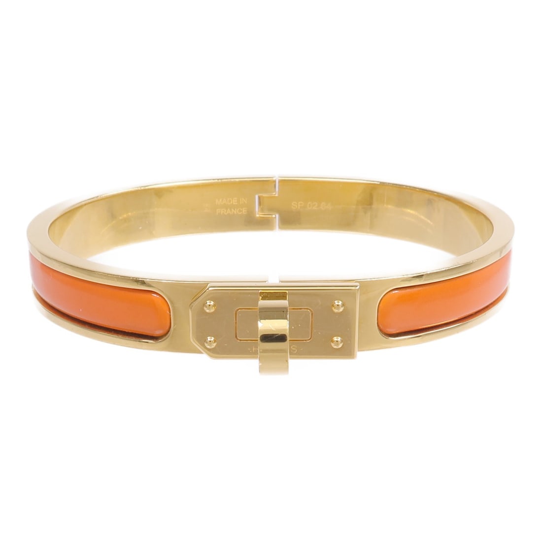 Mini Clic Kelly Orange Enamel and Metal Bracelet by Hermes (1 of 10)