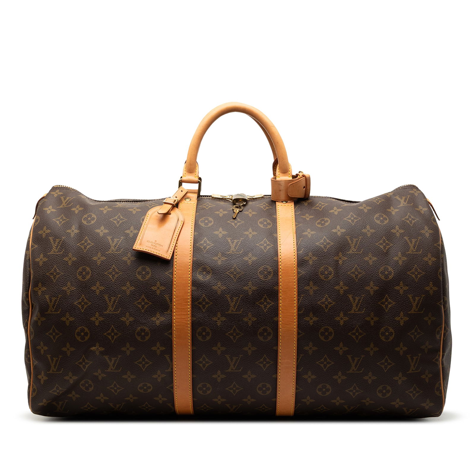 Louis Vuitton Keepall 55 Travel Bag Monogram Canvas with Vachetta Leather Trim (1 of 7)