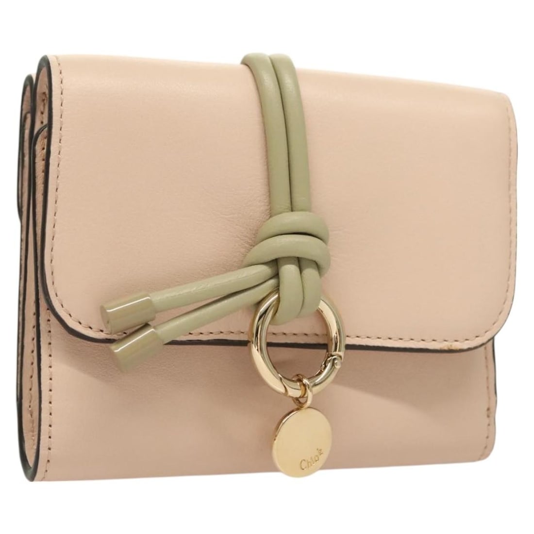 Chloe Pink Gold Leather Wallet Auth 127897V Spain: Chloe Pink Gold Leather Wallet Auth 127897V Spain This Chloe wallet is a stylish accessory made of high-quality leather in a chic pink and gold color combination. Crafted in Spain, it features a compa