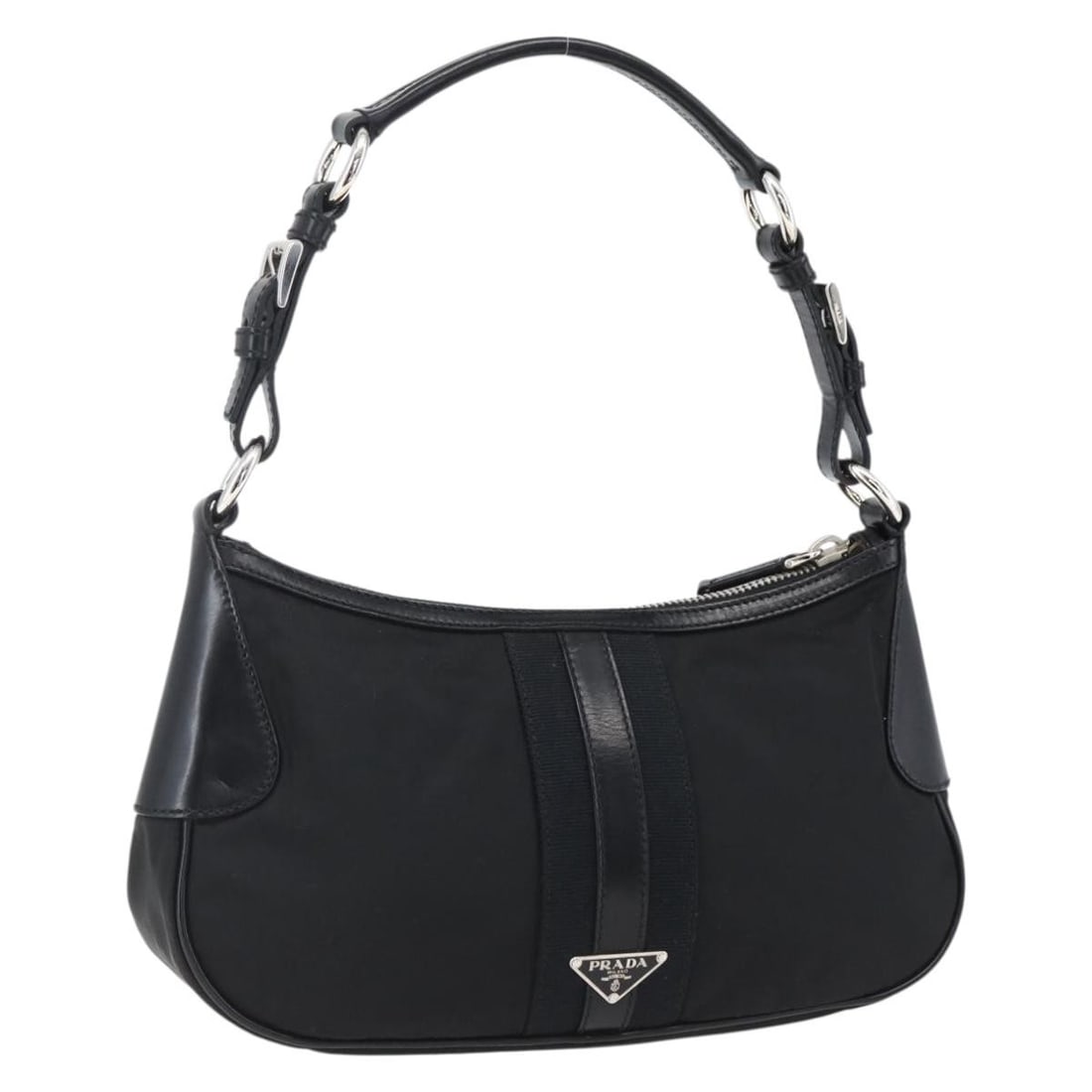 Prada Black Nylon and Leather BR3043 Handbag with Silver Accents (1 of 18)