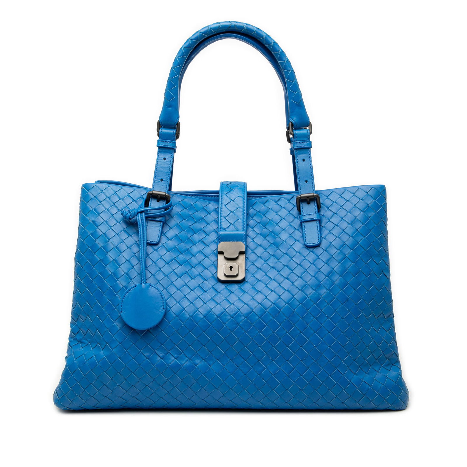 Bottega Veneta Roma Blue Woven Nappa Leather Medium Tote Bag (1 of 7)