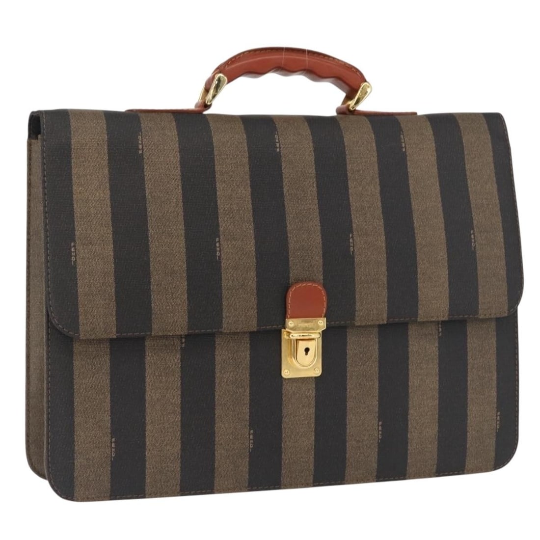 Pequin Canvas Fendi Business Bag in Brown Black and Gold (1 of 18)