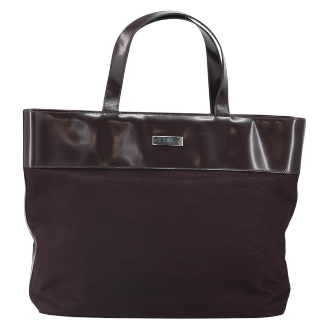 Celine Brown Canvas Tote Bag 33cm by 27cm by 4cm for Women: Celine Brown Canvas Tote Bag 33cm by 27cm by 4cm for Women This Celine tote bag is crafted from brown canvas with leather accents. It features a spacious design suitable for female use. The bag shows
