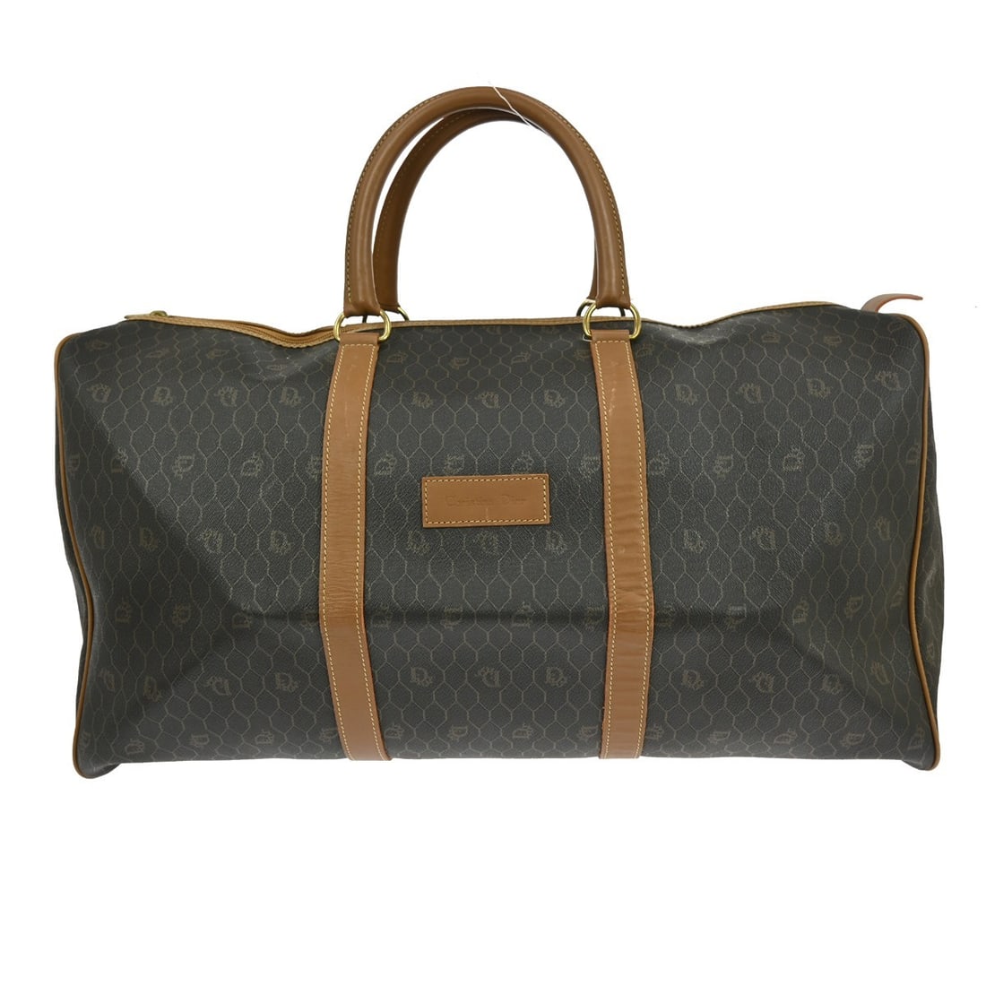 Christian Dior Honeycomb Canvas and Leather Boston Bag Vintage: Christian Dior Honeycomb Canvas and Leather Boston Bag Vintage This vintage Christian Dior Honeycomb Boston bag features a black PVC canvas body with leather accents. Designed for unisex use, it offer