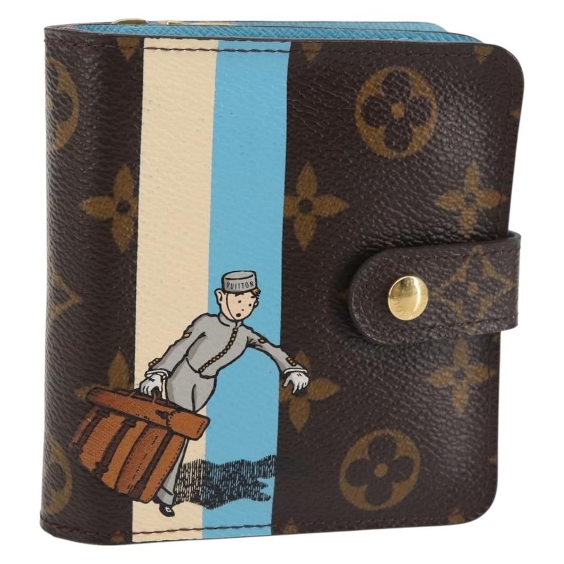 LOUIS VUITTON Monogram Groom Compact Zip Wallet Blue M60036 Authentic: LOUIS VUITTON Monogram Groom Compact Zip Wallet Blue M60036 Authentic This LOUIS VUITTON Monogram Groom Compact Zip Wallet showcases a stylish design crafted from durable Monogram Canvas with a striki