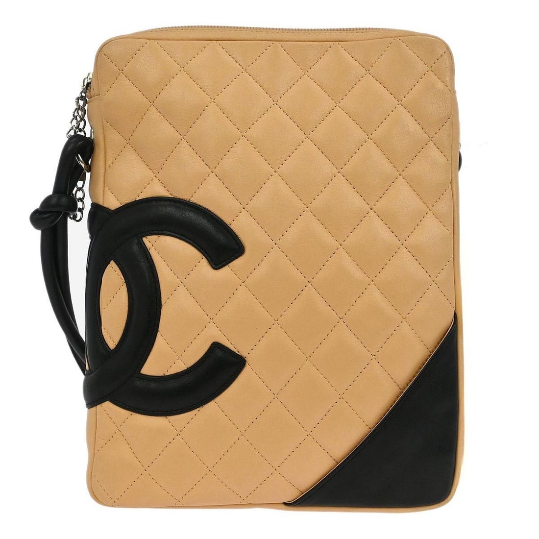 Chanel Cambon Beige Black Calfskin Crossbody Bag: Chanel Cambon Beige Black Calfskin Crossbody Bag This Chanel Cambon Ligne Crossbody Bag features a sophisticated combination of beige and black calfskin leather, offering both style and functionality.