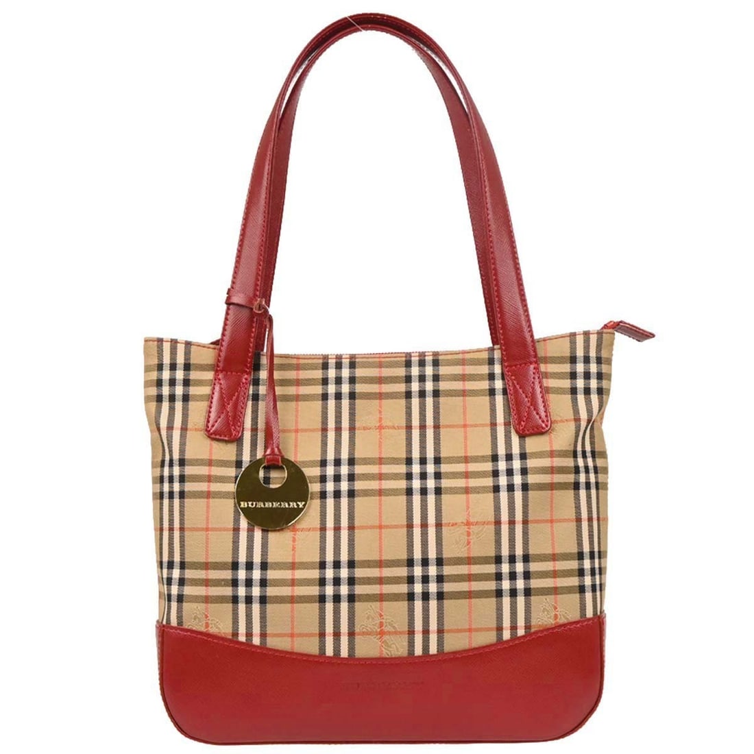 Burberry Beige House Check Tote Handbag with Double Leather Handles (1 of 10)