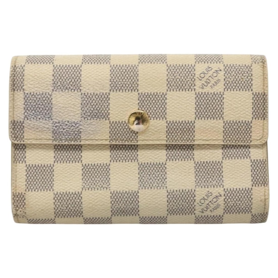 Louis Vuitton Damier Canvas Alexandra Wallet White 15cm by 10.5cm: Louis Vuitton Damier Canvas Alexandra Wallet White 15cm by 10.5cm This Louis Vuitton Alexandra Wallet for women features a white canvas exterior in the classic Damier pattern. The wallet shows signs o