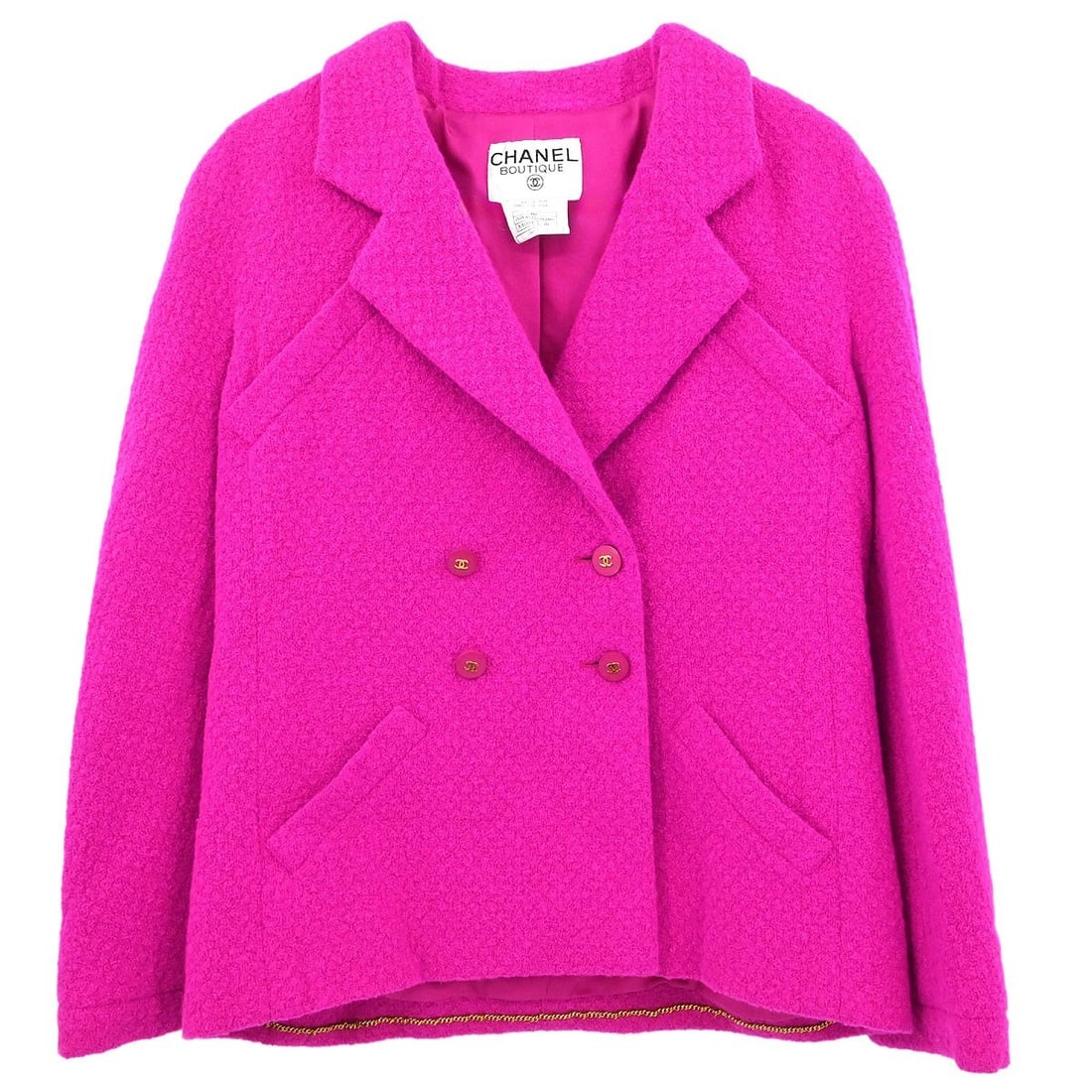 Pink Mohair Wool Chanel Double Breasted Long Sleeve Jacket Size 38 (1 of 11)