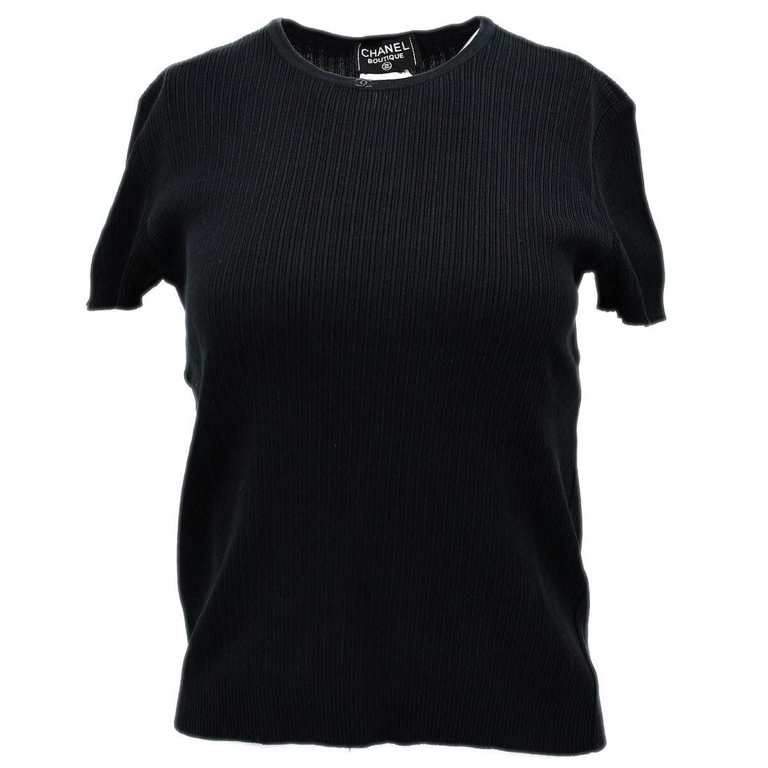 Vintage Chanel Black Cotton Short Sleeve T-Shirt Size 40 (1 of 10)
