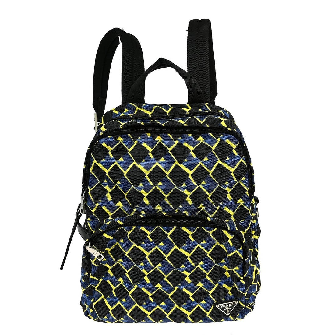 Prada Vintage Black Canvas Medium Backpack with Logo Accent: Prada Vintage Black Canvas Medium Backpack with Logo Accent This PRADA black canvas backpack is a stylish and practical accessory for casual occasions. Featuring a zip closure, this medium-sized backp