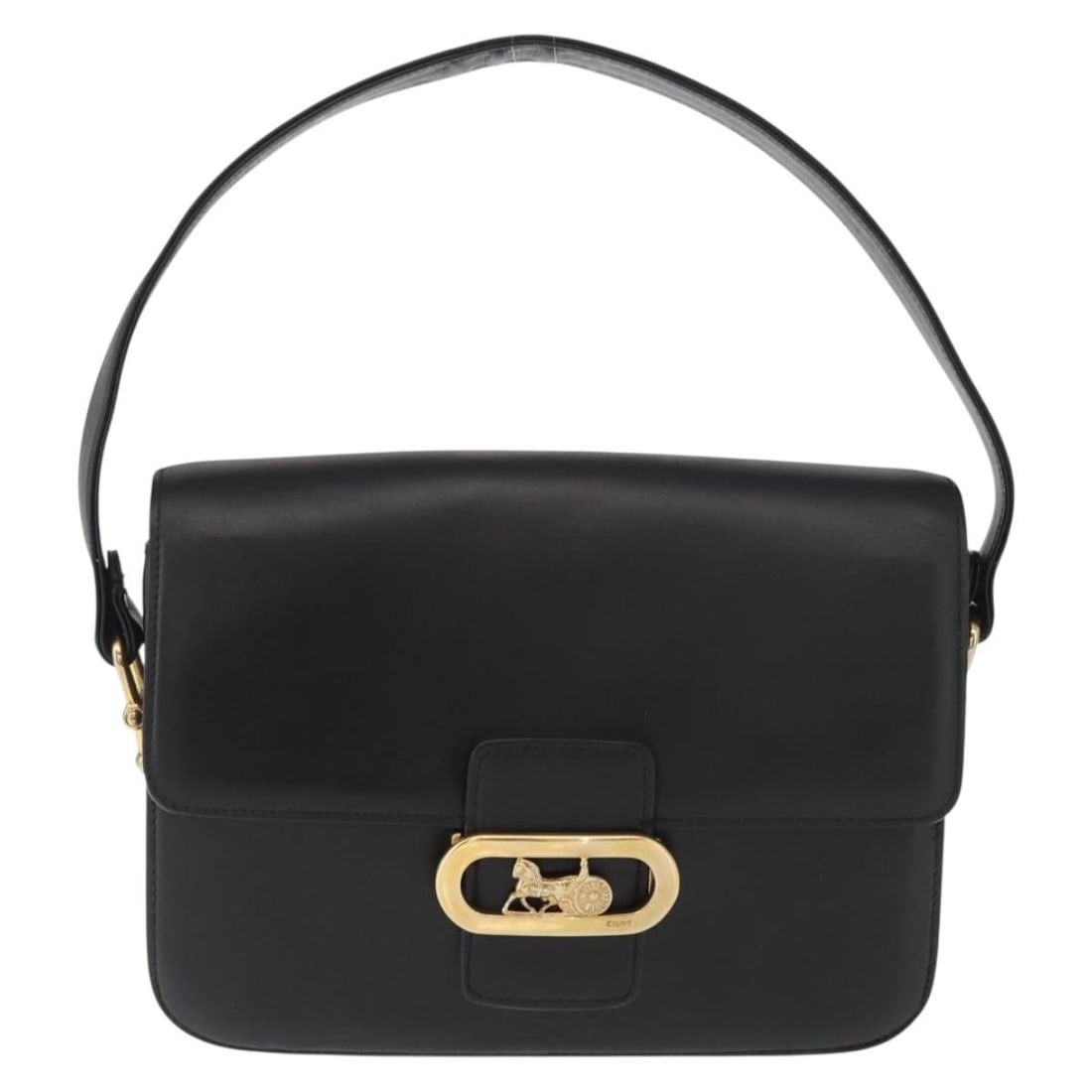 Black Leather Celine Carriage Flap Shoulder Bag Vintage Italy: Black Leather Celine Carriage Flap Shoulder Bag Vintage Italy This Celine Vintage Carriage Flap Bag features a black leather exterior with a classic flap design. The bag is crafted in Italy and includ