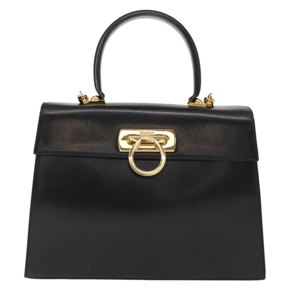 Black Gancini Leather Convertible Handbag by Salvatore Ferragamo (1 of 18)