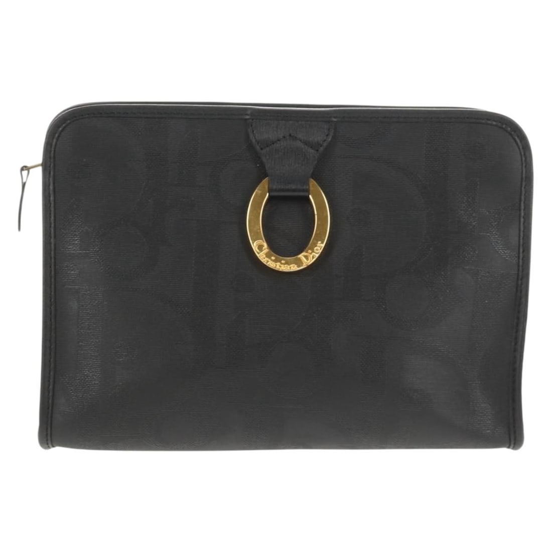 Dior Vintage Trotter Canvas Pouch Black PVC Clutch Bag: Dior Vintage Trotter Canvas Pouch Black PVC Clutch Bag This Christian Dior Vintage Trotter Pouch features the iconic Diorissimo canvas in black PVC. Designed for women, this pre-owned clutch bag is in