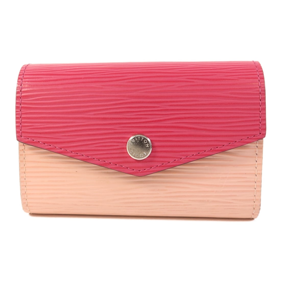 Louis Vuitton Epi Pink Calfskin Card Case M62255: Louis Vuitton Epi Pink Calfskin Card Case M62255 Introducing a stylish and elegant card case from Louis Vuitton, expertly crafted from premium calfskin leather. This card case features a vibrant pink