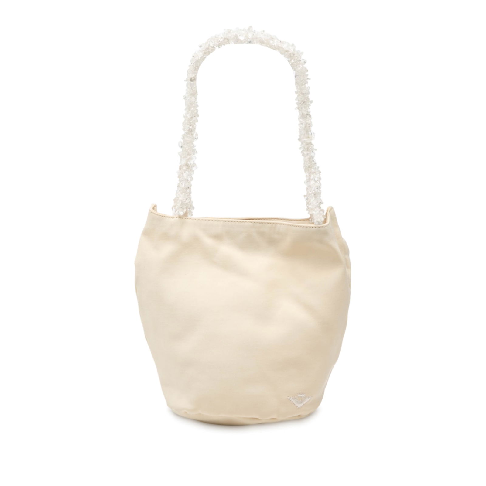 Bottega Veneta Canvas Handbag with Rhinestone Strap: Bottega Veneta Canvas Handbag with Rhinestone Strap This Bottega Veneta handbag features a brown canvas body with a rhinestone-embellished strap, an open top, and an interior slip pocket. The bag is