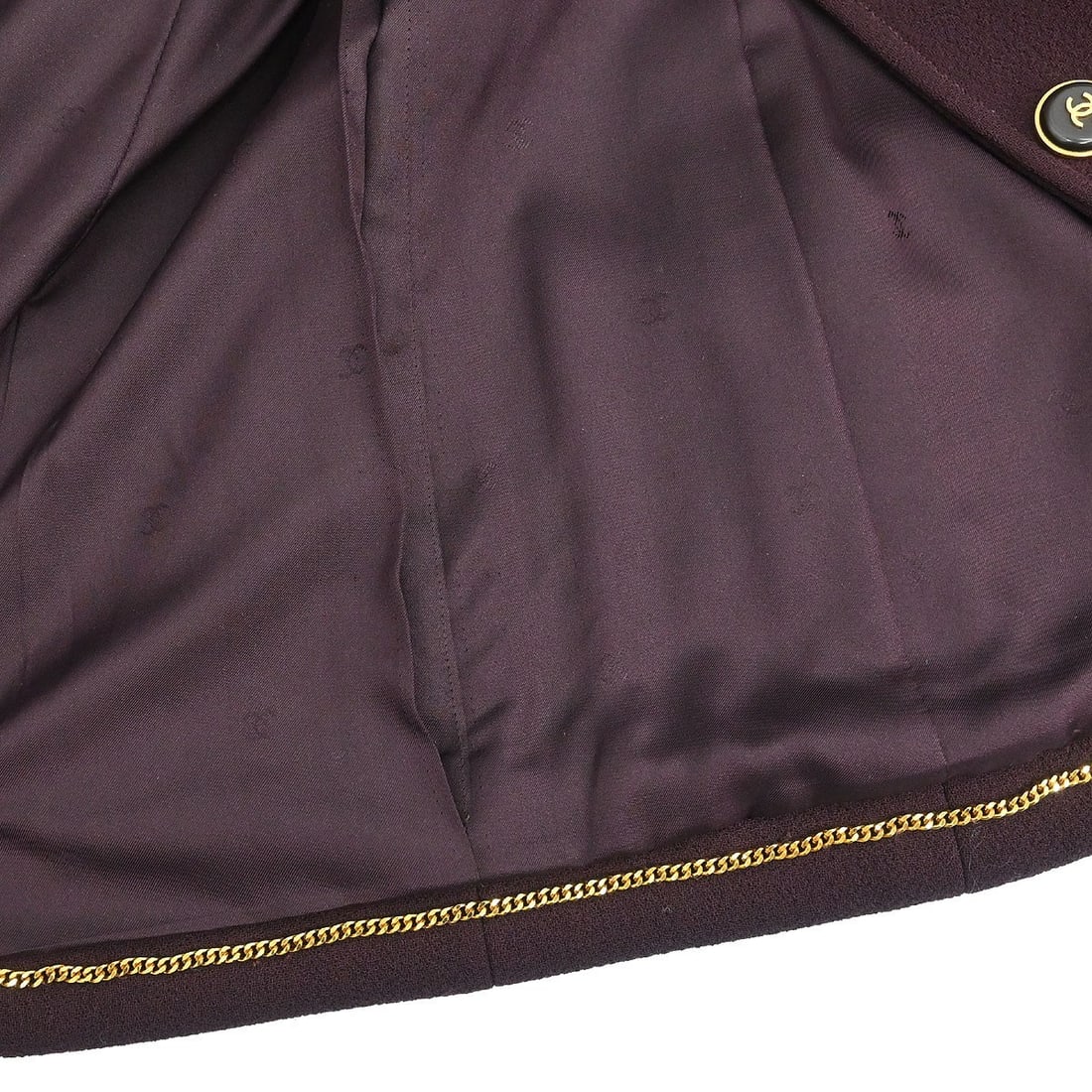 Chanel Bordeaux Wool Collared Button Jacket Size 40 - 11
